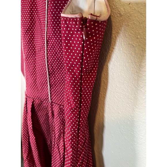 Dirndl Dress XXL Burgundy Polka Dot Oktoberfest Lace Up Bavarian Milkmaid - Picture 10 of 14